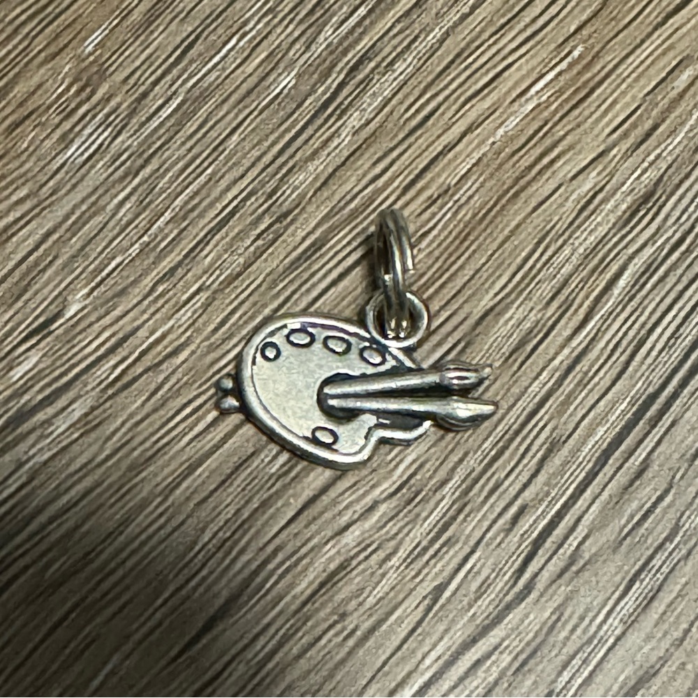 Artist palette charm, costume jewelry silver